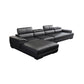 Genuine Leather Pillow Top Arm Sectional Sofa 27.55"High Cushion Back Sofa,Black 140.5"L x 71"W x 28"H Nappa Clearhalo 'furn' 'furn_sectionals' 'Furniture' 'Living Room Furniture' 'Sectionals' 5288431