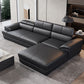 Genuine Leather Pillow Top Arm Sectional Sofa 27.55"High Cushion Back Sofa,Black Clearhalo 'furn' 'furn_sectionals' 'Furniture' 'Living Room Furniture' 'Sectionals' 5288434