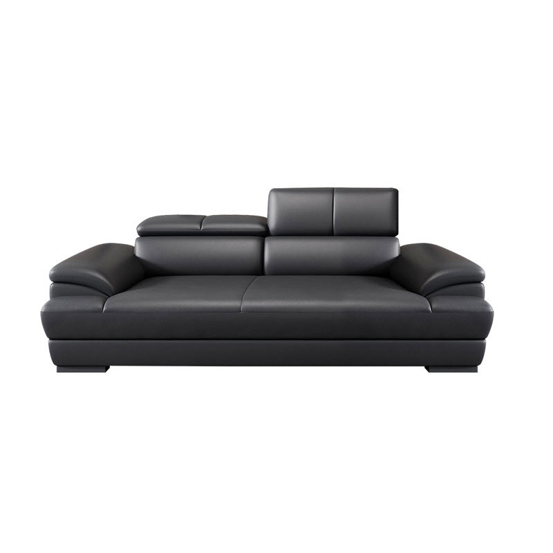 Genuine Leather Pillow Top Arm Sectional Sofa 27.55"High Cushion Back Sofa,Black 81"L x 39"W x 28"H Genuine Leather Clearhalo 'furn' 'furn_sectionals' 'Furniture' 'Living Room Furniture' 'Sectionals' 5288436