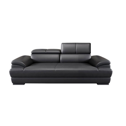 Genuine Leather Pillow Top Arm Sectional Sofa 27.55"High Cushion Back Sofa,Black 81"L x 39"W x 28"H Genuine Leather Clearhalo 'furn' 'furn_sectionals' 'Furniture' 'Living Room Furniture' 'Sectionals' 5288436