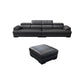 Genuine Leather Pillow Top Arm Sectional Sofa 27.55"High Cushion Back Sofa,Black 140"L x 81"W x 28"H Nappa Clearhalo 'furn' 'furn_sectionals' 'Furniture' 'Living Room Furniture' 'Sectionals' 5288437
