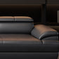 Genuine Leather Pillow Top Arm Sectional Sofa 27.55"High Cushion Back Sofa,Black Clearhalo 'furn' 'furn_sectionals' 'Furniture' 'Living Room Furniture' 'Sectionals' 5288439