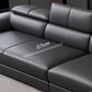 Genuine Leather Pillow Top Arm Sectional Sofa 27.55"High Cushion Back Sofa,Black Clearhalo 'furn' 'furn_sectionals' 'Furniture' 'Living Room Furniture' 'Sectionals' 5288441