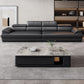 Genuine Leather Pillow Top Arm Sectional Sofa 27.55"High Cushion Back Sofa,Black Clearhalo 'furn' 'furn_sectionals' 'Furniture' 'Living Room Furniture' 'Sectionals' 5288444