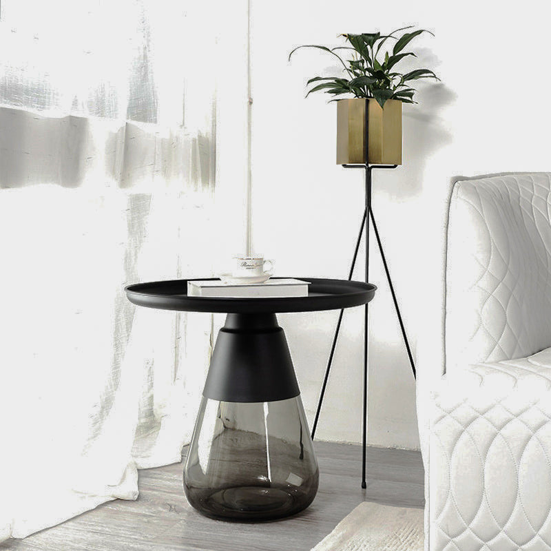 Stile moderno Basottop Black Black/Gold Base Green/Grigio Tavolo rotondo