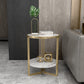 Glam Round Side End Table Double Tier Sofa Side Table with  Shelf