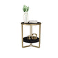 Glam Round Side End Table Double Tier Sofa Side Table with  Shelf