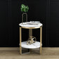 Glam Round Side End Table Double Tier Sofa Side Table with  Shelf