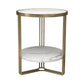 Glam Round Side End Table Double Tier Sofa Side Table with  Shelf