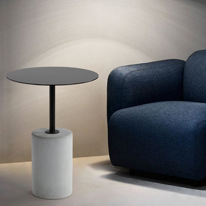 Round Metal Top Pedestal Side Table Pedestal End Table for Living Room