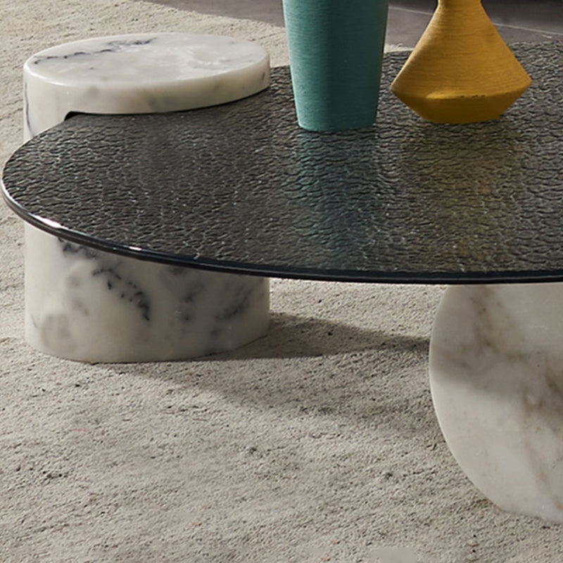 1 table basse moderne simple en verre/marbre, table de cocktail ronde