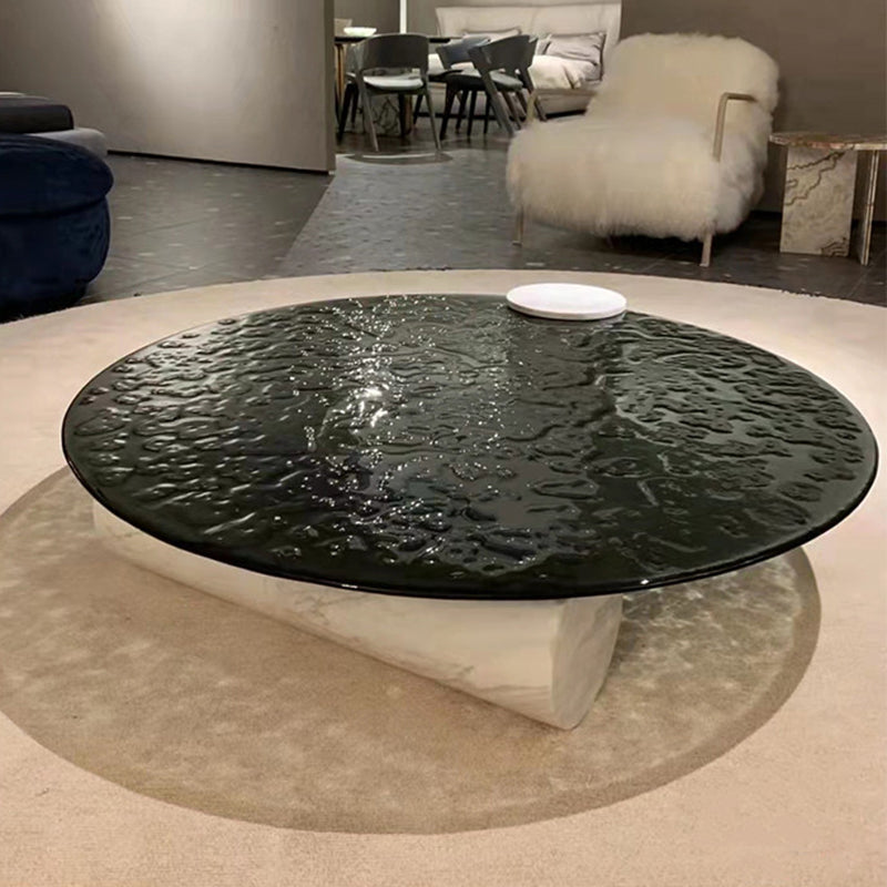 1 table basse moderne simple en verre/marbre, table de cocktail ronde