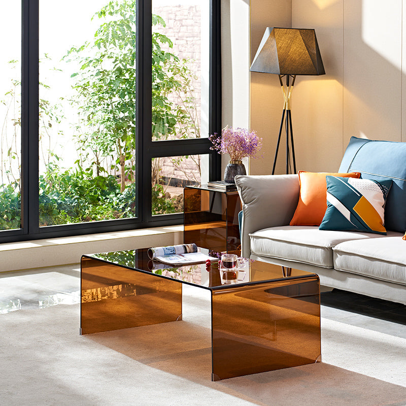 Table basse luge en verre géométrique 1 table de cocktail simple en marron