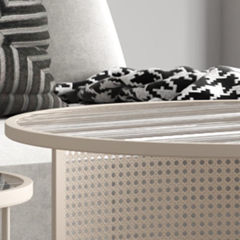 Modernism Round Glass and Steel Coffee Cocktail Table - 17.7"/19.7" H