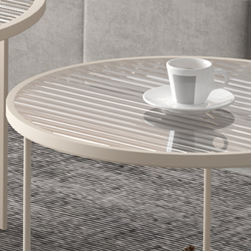 Modernism Round Glass and Steel Coffee Cocktail Table - 17.7"/19.7" H