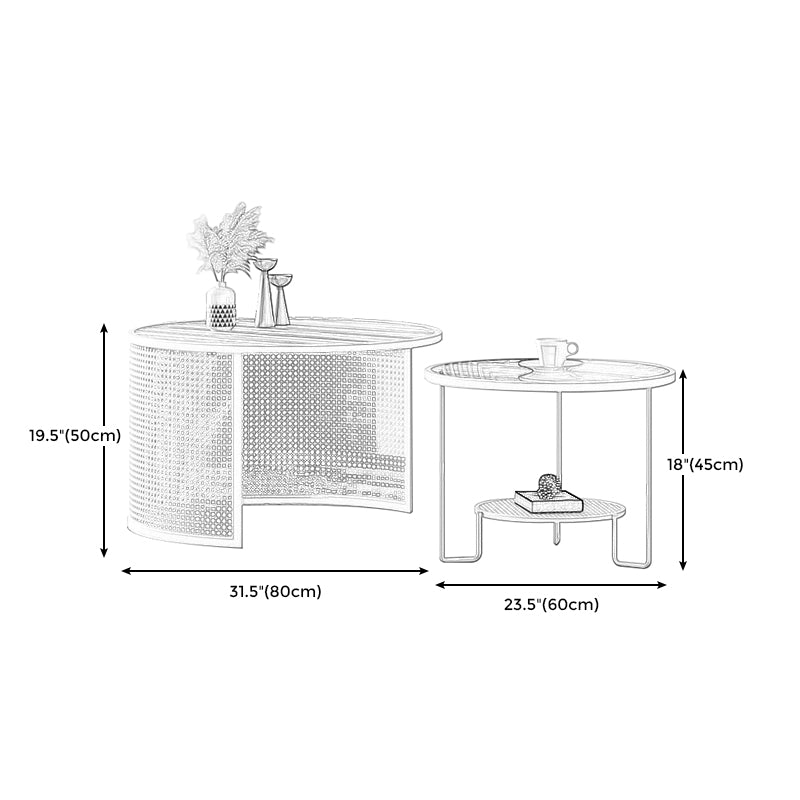 Modernismus rundes Glas und Stahl Kaffee Cocktailtisch - 17,7 "/19.7" H