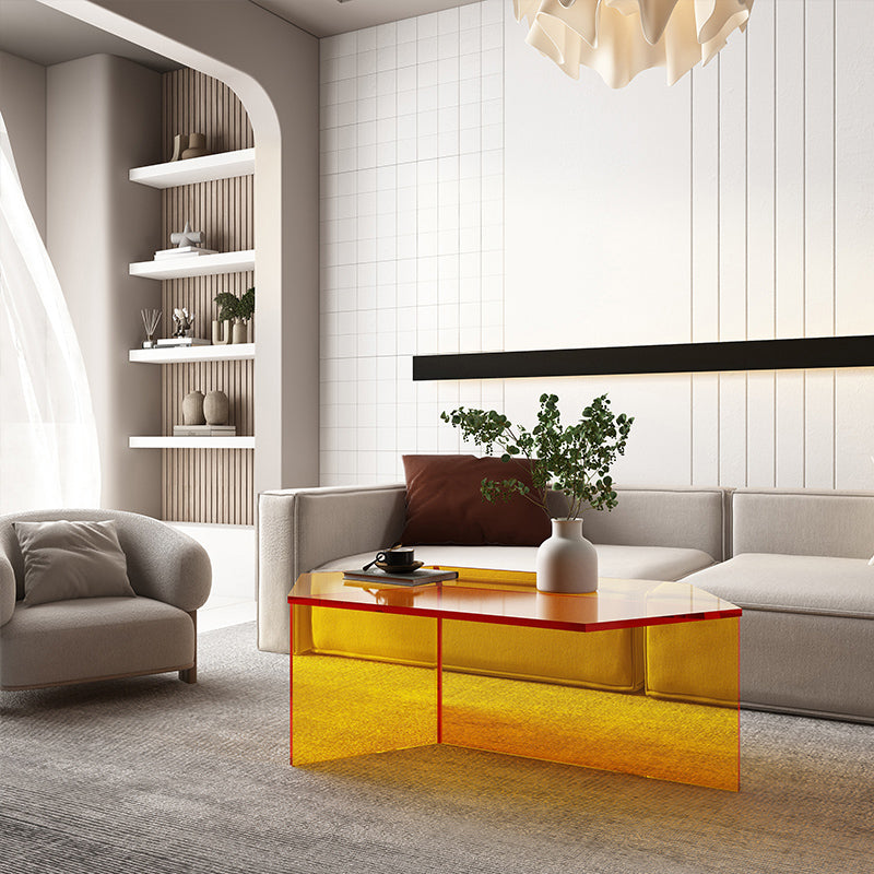 Mesa de centro transparente de acrílico, mesa de cóctel moderna para sala de estar