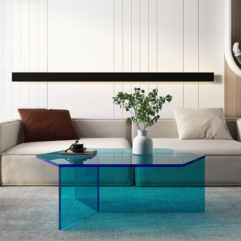 Mesa de centro transparente de acrílico, mesa de cóctel moderna para sala de estar