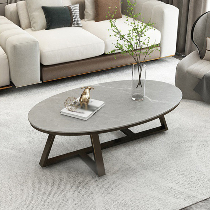 Modern Style Solid Slate Top White Gold/white/black Gold/grey Oval Coffee Table Black Gray Clearhalo 'Coffee & Accent Tables' 'Coffee Tables' 'coffee_tables' 'furn' 'furn_coffee_tables' 'Furniture' 'Living Room Furniture' 5288983