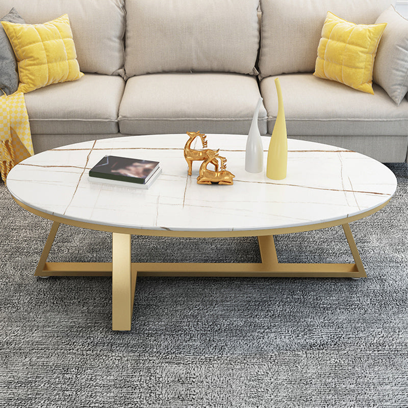 Modern Style Solid Slate Top White Gold/white/black Gold/grey Oval Coffee Table Gold White Gold Clearhalo 'Coffee & Accent Tables' 'Coffee Tables' 'coffee_tables' 'furn' 'furn_coffee_tables' 'Furniture' 'Living Room Furniture' 5288984