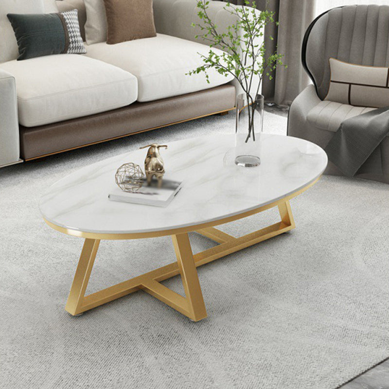 Modern Style Solid Slate Top White Gold/white/black Gold/grey Oval Coffee Table Gold White Clearhalo 'Coffee & Accent Tables' 'Coffee Tables' 'coffee_tables' 'furn' 'furn_coffee_tables' 'Furniture' 'Living Room Furniture' 5288985