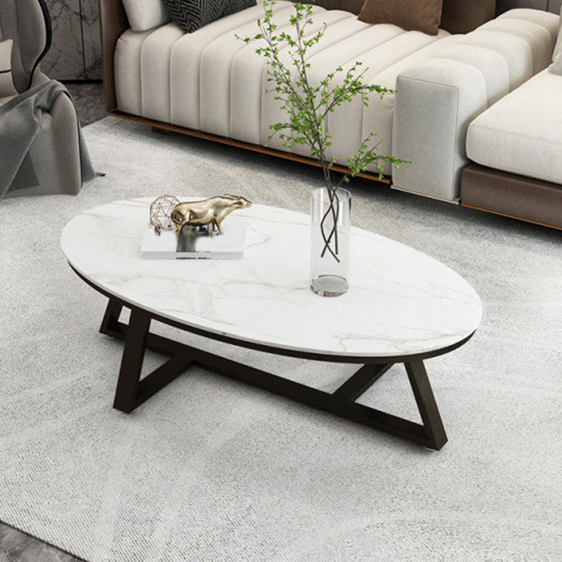 Modern Style Solid Slate Top White Gold/white/black Gold/grey Oval Coffee Table Black White Clearhalo 'Coffee & Accent Tables' 'Coffee Tables' 'coffee_tables' 'furn' 'furn_coffee_tables' 'Furniture' 'Living Room Furniture' 5288986