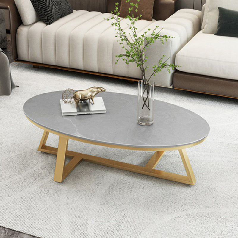 Modern Style Solid Slate Top White Gold/white/black Gold/grey Oval Coffee Table Gold Gray Clearhalo 'Coffee & Accent Tables' 'Coffee Tables' 'coffee_tables' 'furn' 'furn_coffee_tables' 'Furniture' 'Living Room Furniture' 5288987