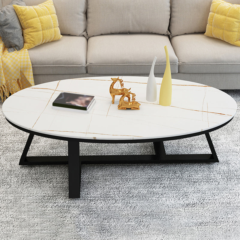 Modern Style Solid Slate Top White Gold/white/black Gold/grey Oval Coffee Table Black White Gold Clearhalo 'Coffee & Accent Tables' 'Coffee Tables' 'coffee_tables' 'furn' 'furn_coffee_tables' 'Furniture' 'Living Room Furniture' 5288988