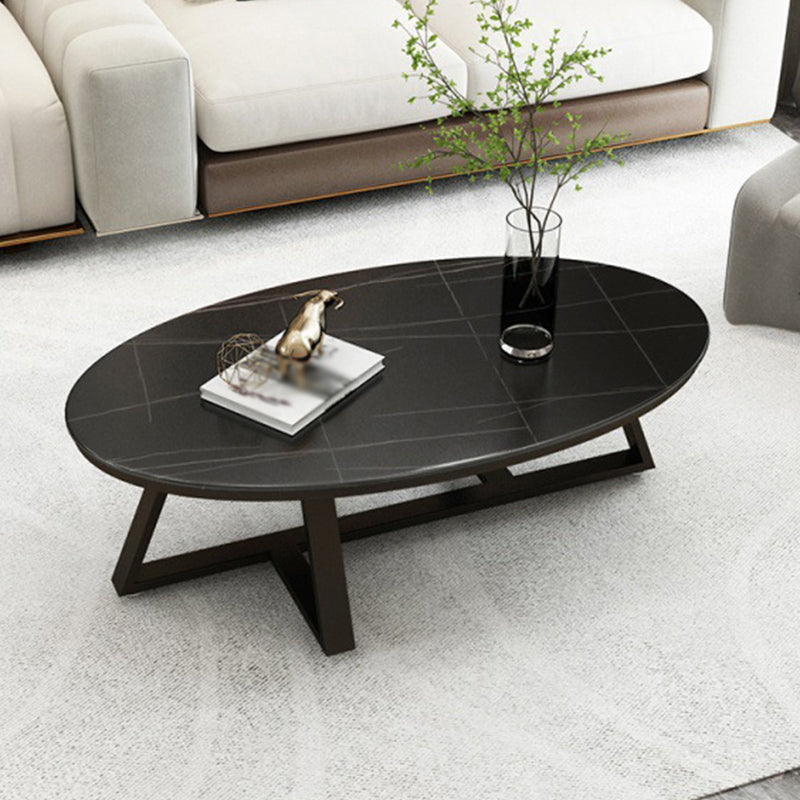 Modern Style Solid Slate Top White Gold/white/black Gold/grey Oval Coffee Table Black Black Gold Clearhalo 'Coffee & Accent Tables' 'Coffee Tables' 'coffee_tables' 'furn' 'furn_coffee_tables' 'Furniture' 'Living Room Furniture' 5288990