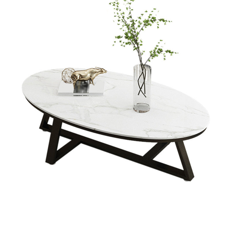 Modern Style Solid Slate Top White Gold/white/black Gold/grey Oval Coffee Table Clearhalo 'Coffee & Accent Tables' 'Coffee Tables' 'coffee_tables' 'furn' 'furn_coffee_tables' 'Furniture' 'Living Room Furniture' 5288991