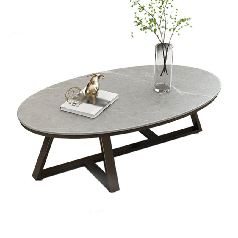 Modern Style Solid Slate Top White Gold/white/black Gold/grey Oval Coffee Table Clearhalo 'Coffee & Accent Tables' 'Coffee Tables' 'coffee_tables' 'furn' 'furn_coffee_tables' 'Furniture' 'Living Room Furniture' 5288992