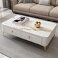 Modern Coffee Table Retangular Slate Cocktail Table with Drawers White Beige Clearhalo 'Coffee & Accent Tables' 'Coffee Tables' 'coffee_tables' 'furn' 'furn_coffee_tables' 'Furniture' 'Living Room Furniture' 5289016