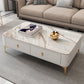 Modern Coffee Table Retangular Slate Cocktail Table with Drawers White White Clearhalo 'Coffee & Accent Tables' 'Coffee Tables' 'coffee_tables' 'furn' 'furn_coffee_tables' 'Furniture' 'Living Room Furniture' 5289017