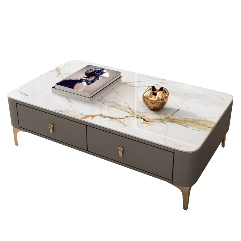 Modern Coffee Table Retangular Slate Cocktail Table with Drawers Clearhalo 'Coffee & Accent Tables' 'Coffee Tables' 'coffee_tables' 'furn' 'furn_coffee_tables' 'Furniture' 'Living Room Furniture' 5289020