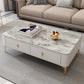Modern Coffee Table Retangular Slate Cocktail Table with Drawers White Gray Clearhalo 'Coffee & Accent Tables' 'Coffee Tables' 'coffee_tables' 'furn' 'furn_coffee_tables' 'Furniture' 'Living Room Furniture' 5289021