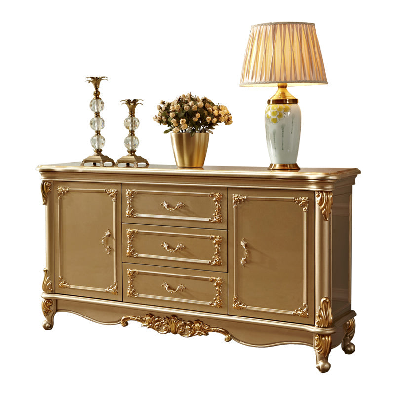 Sideboard glam sideboard in legno massiccio oro con 2 porte per soggiorno