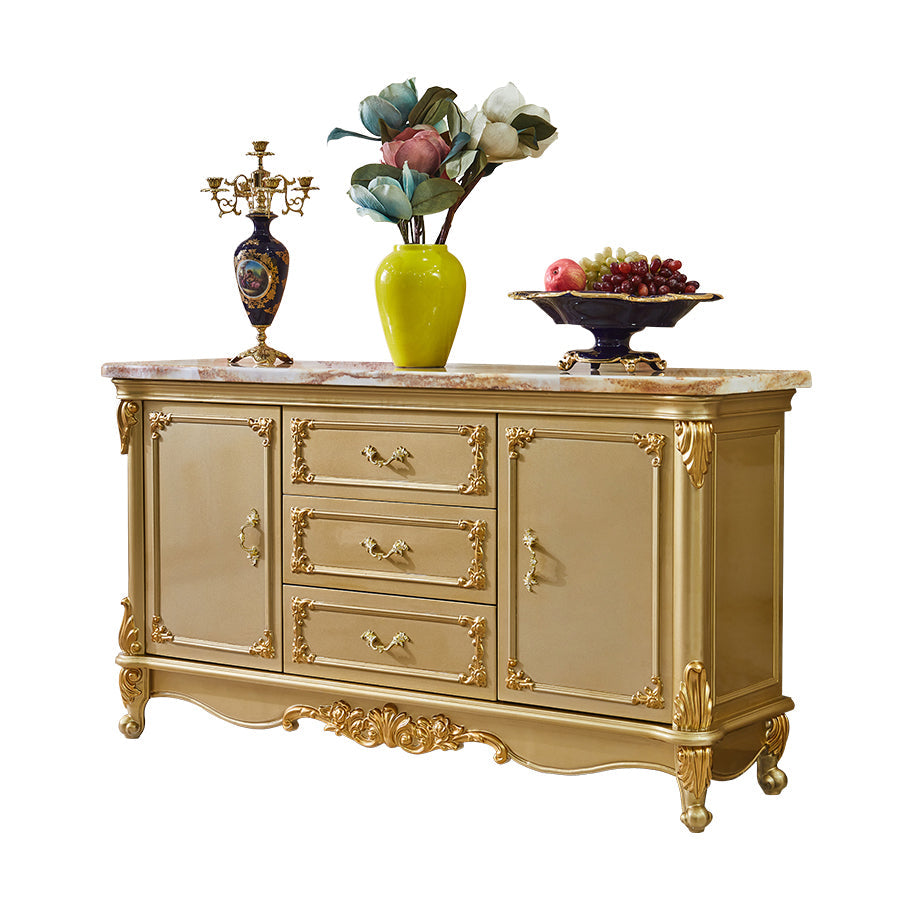 Sideboard glam sideboard in legno massiccio oro con 2 porte per soggiorno