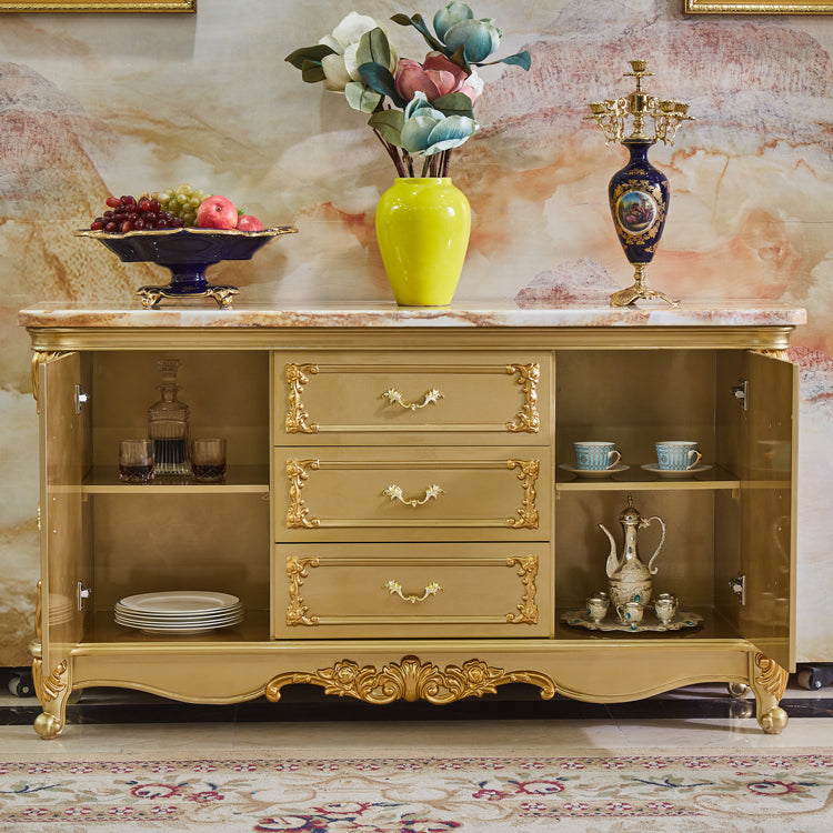 Sideboard glam sideboard in legno massiccio oro con 2 porte per soggiorno