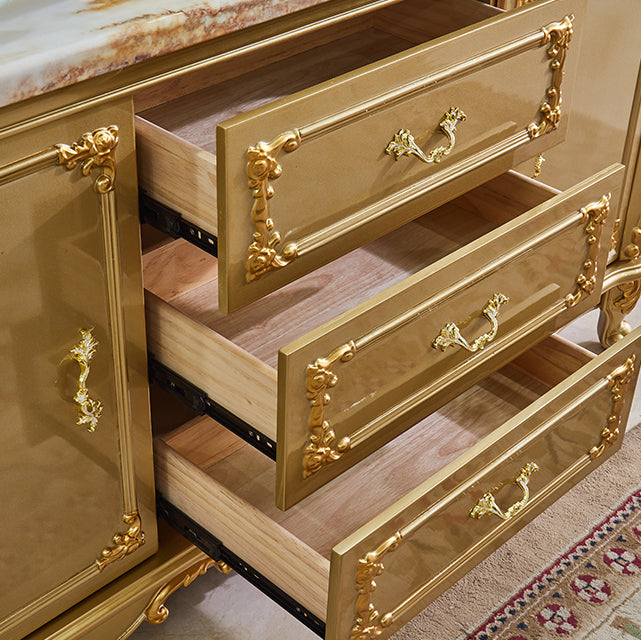 Sideboard glam sideboard in legno massiccio oro con 2 porte per soggiorno