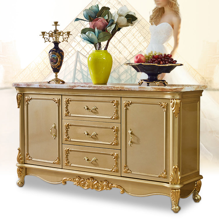 Sideboard glam sideboard in legno massiccio oro con 2 porte per soggiorno