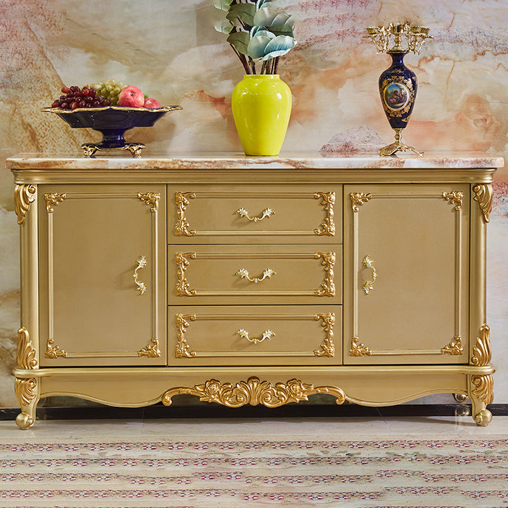 Sideboard glam sideboard in legno massiccio oro con 2 porte per soggiorno