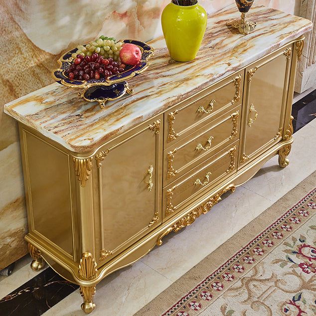 Sideboard glam sideboard in legno massiccio oro con 2 porte per soggiorno
