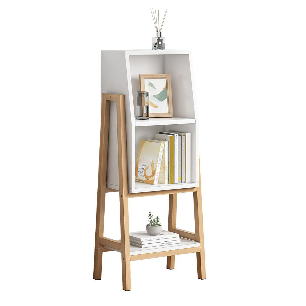 Vertical Bookcase Scandinavian Engineered Wood Shelf Bookcase 15"L x 11"W x 44.1"H Natural Wood White Drawer Not Included Clearhalo 'Bookcases' 'furn' 'furn_bookcases' 'Furniture' 'Office Furniture' 5289889