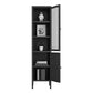 70.87"H Bookshelf Scandinavian Bookcase for Home Office with Door Gloss Black Clearhalo 'Bookcases' 'furn' 'furn_bookcases' 'Furniture' 'Office Furniture' 5290039