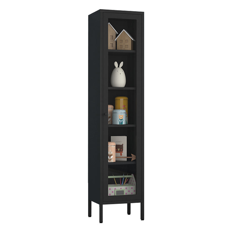 70.87"H Bookshelf Scandinavian Bookcase for Home Office with Door Black Clearhalo 'Bookcases' 'furn' 'furn_bookcases' 'Furniture' 'Office Furniture' 5290041