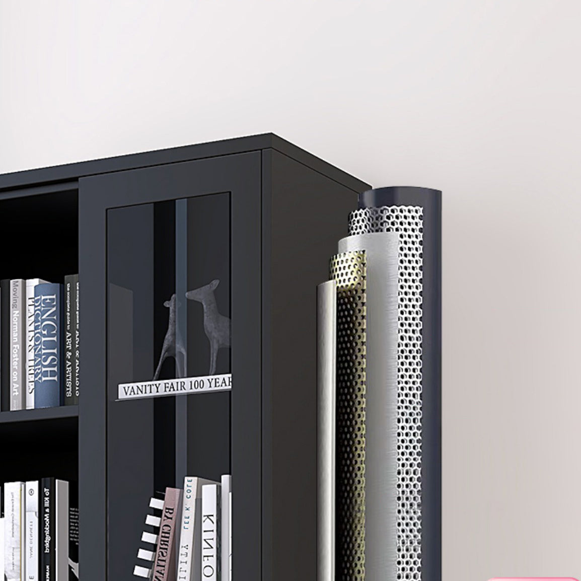 70.87"H Bookshelf Scandinavian Bookcase for Home Office with Door Clearhalo 'Bookcases' 'furn' 'furn_bookcases' 'Furniture' 'Office Furniture' 5290043