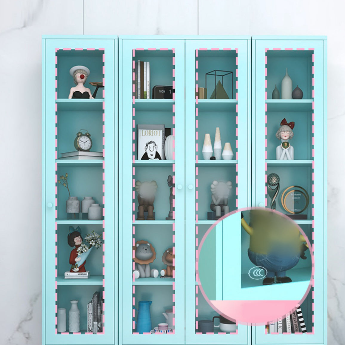 70.87"H Bookshelf Scandinavian Bookcase for Home Office with Door Clearhalo 'Bookcases' 'furn' 'furn_bookcases' 'Furniture' 'Office Furniture' 5290044