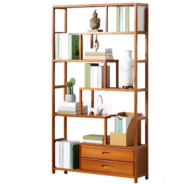Etagere Bookcase Bamboo Brown Shelf Bookcase for Home Office