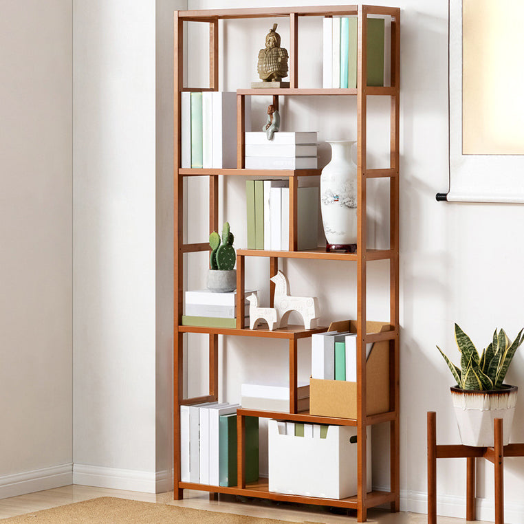 Etagere Bookcase Bamboo Brown Shelf Bookcase for Home Office