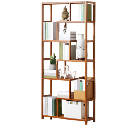 Etagere Bookcase Bamboo Brown Shelf Bookcase for Home Office